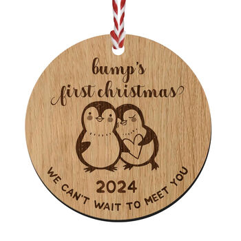 Bump's First Christmas Wooden Penguin Decoration, 2 of 6