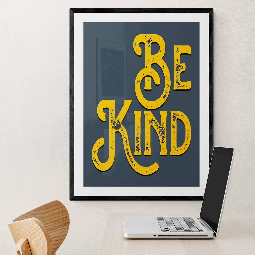 Be Kind Vintage Style Quote Art Print By Ink North