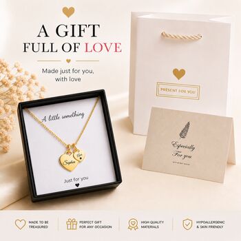 Personalised Name Double Heart Pendant Necklace With Special Symbol, 5 of 12