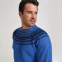 T Lab Archie Blue And Navy Fair Isle Lambswool Jumper, thumbnail 3 of 7