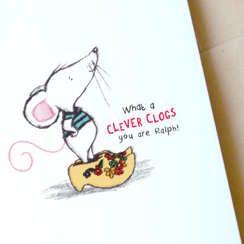 Clever Clogs Congratulations Card Can Be Personalised, 2 of 6
