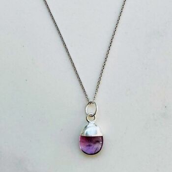 February Birthstone Necklace, Amethyst, Silver Plated, 6 of 8