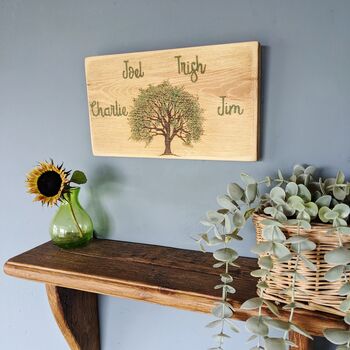 Personalised Family Tree Hand Engraved On Natural Solid Wood, 2 of 4