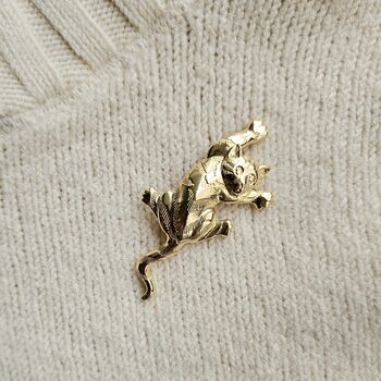 Vintage Gold Cat Brooch, 2 of 2