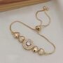 Large Zircon Heart Charm Adjustable Bracelet, thumbnail 2 of 3