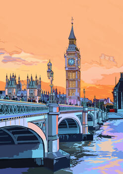 Houses Of Parliament, London Illustration Art Print, 2 of 2