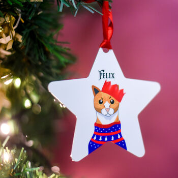 Personalised Party Cat Christmas Tree Decoration, 11 of 12