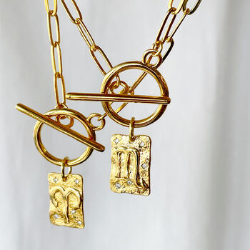 Chunky T Bar Zodiac Star Sign Necklace, 4 of 12