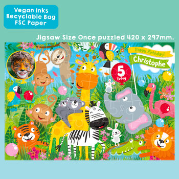 Personalised Jungle Fun Birthday Jigsaw Puzzle, 3 of 9