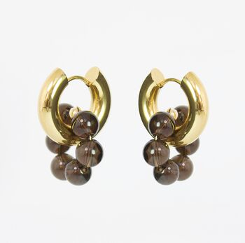 Aletta Gemstone Chunky Hoop Gold Plated Earrings, 3 of 5