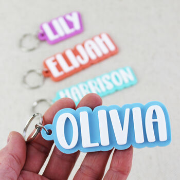 Two Colour Bold Personalised Name Keyring Bag Tag, 2 of 7