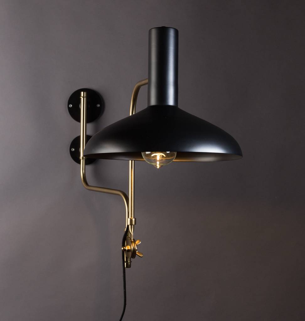 Black And Brass Wall Light, 1 of 2