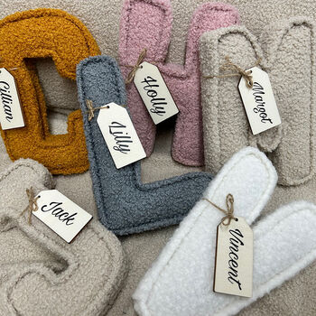 Boucle Fabric Letter With Personalised Wooden Name Tag, 2 of 7