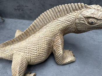 Hand Carved Wood Iguana Figurine 30cm Wood Animal Gift, 11 of 12