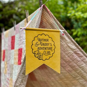 Personalised Daddy And Me Adventure Club Pennant Flag, Gift For Dad, 3 of 6