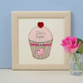 Personalised Cupcake Embroidered Framed Artwork, 3 of 8