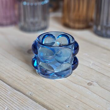 Bubble Glass Blue Tea Light Holder, 2 of 2