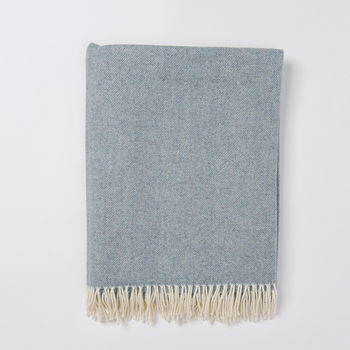 Kendal Long Supersoft Merino Wool Herringbone Blanket, 6 of 12