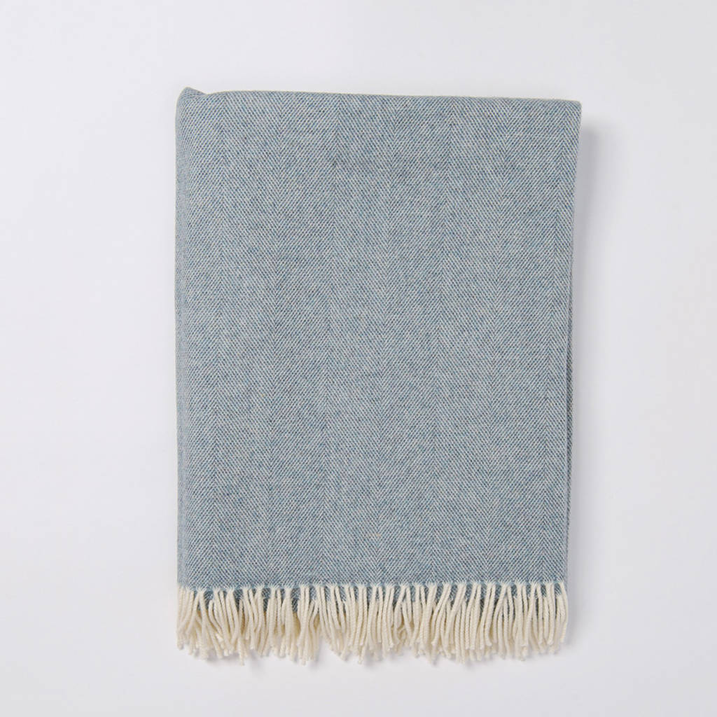 Kendal Long Supersoft Merino Wool Herringbone Blanket By The Fine ...