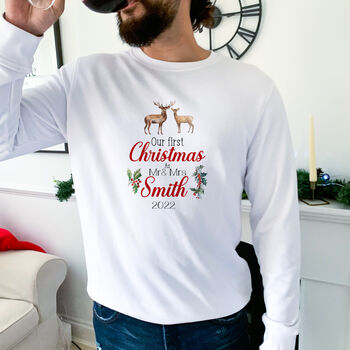 Our First Christmas As Mr And Mrs Reindeer Jumper, 4 of 10