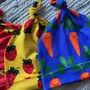 Fruit And Veg Patterned Top Knot Baby Hat, thumbnail 4 of 10
