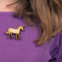 Illustrated Wooden Unicorn Brooch, thumbnail 2 of 3