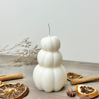 White Carved Pumpkin Candle Halloween Decoration, 5 of 7
