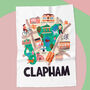 Clapham Map Tea Towel, thumbnail 1 of 3