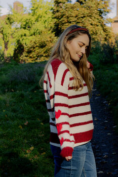 Red Stripe Heart Sleeve Jumper, 2 of 6