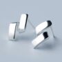 Sterling Silver Simple Bar Twist Stud Earrings, thumbnail 1 of 5