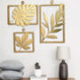 Luxury Set Of Three Black/ Antique Gold Leaf Wall Art, thumbnail 5 of 9