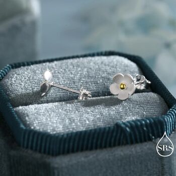 Sterling Silver Forget Me Not Flower Stud Earrings, 2 of 11