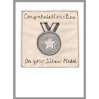 Personalised Silver Medal Congratulations Card, 8 of 10