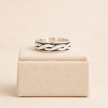 Personalised Sterling Silver Twisted Celtic Braid Spinner Ring, 4 of 9