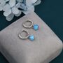 Sterling Silver Dangling Blue Opal Hoop Earrings, thumbnail 2 of 11