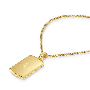 Wide Ingot Men's Necklace 18 K Gold Plated Solid Silver, 7 of 7