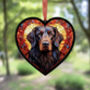 Flat Coated Retriever Stained Glass Effect Heart Suncatcher, thumbnail 5 of 5