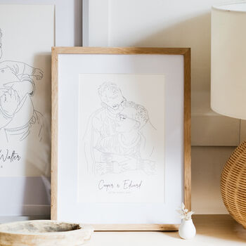 Personalised Wedding Portrait Line Drawing, 6 of 7