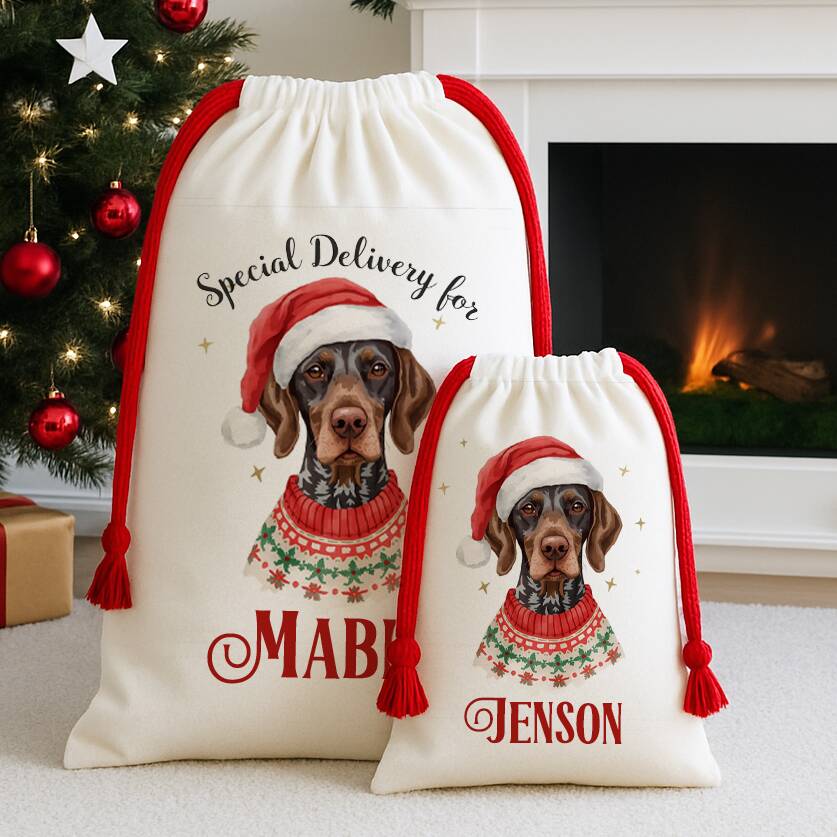 Personalised German Shorthaired Pointer Santa Sack, 1 of 2