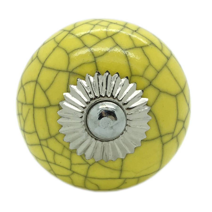 yellow crackle cupboard door knob drawer handle by g decor
