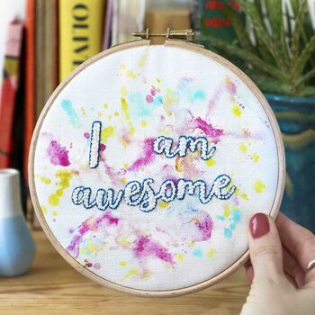 I Am Awesome Motivational Embroidery Stitch Craft Kit, 2 of 4