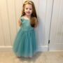 Sage Green Satin And Tulle Flower Girl Dress, thumbnail 3 of 8