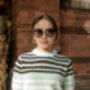 Mint Green Short Sleeve Fuzzy Stripe Knit, thumbnail 2 of 6