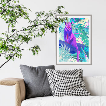 Pink Panther In The Neon Jungle Tropical Wall Art Print, 3 of 6
