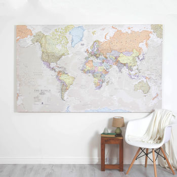 giant canvas world map by maps international | notonthehighstreet.com