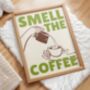 Smell The Coffee Kitchen Wall Art Print Retro, thumbnail 1 of 11