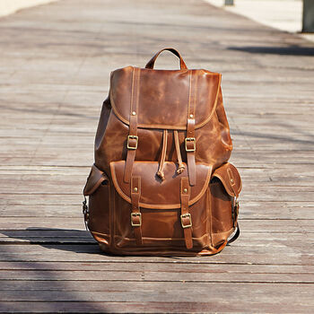 Vintage Look Genuine Leather Backpack, 5 of 12