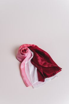 100% Mulberry Silk Scarf, Ombre Burgundy Pink White, 8 of 9