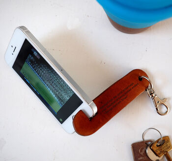 Personalised Leather Phone Stand Key Ring, 2 of 6