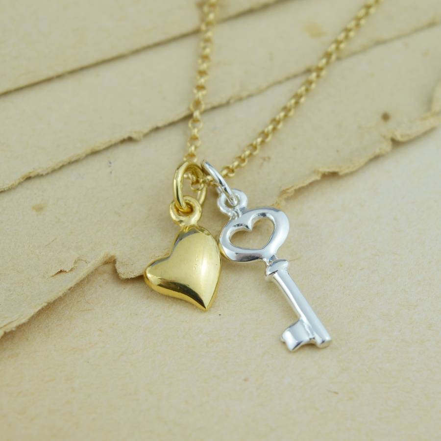 personalised silver key necklace by lily charmed | notonthehighstreet.com